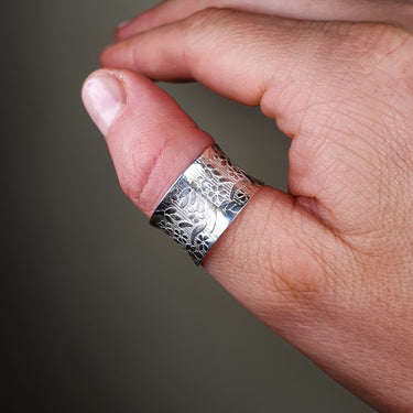 boho jewellery statement ring wide ring floral pattern